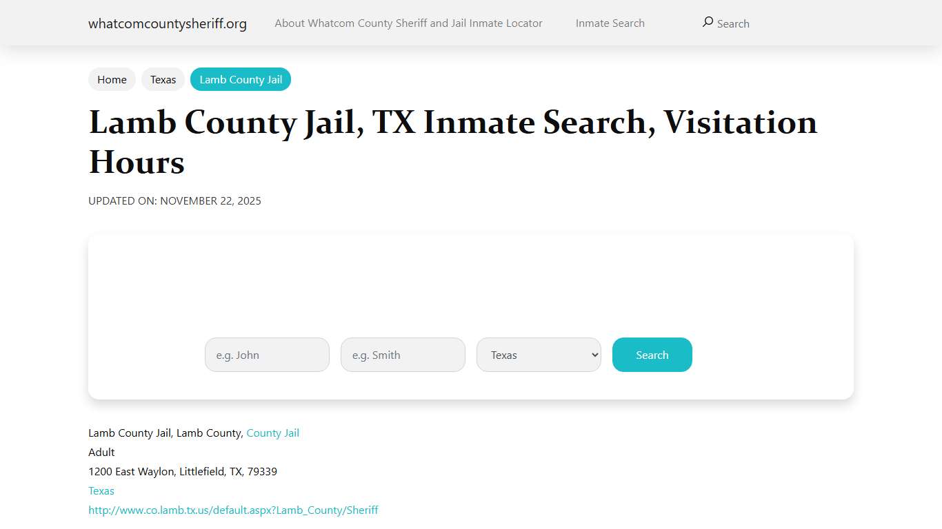 Lamb County Jail, TX Inmate Search, Visitation Hours